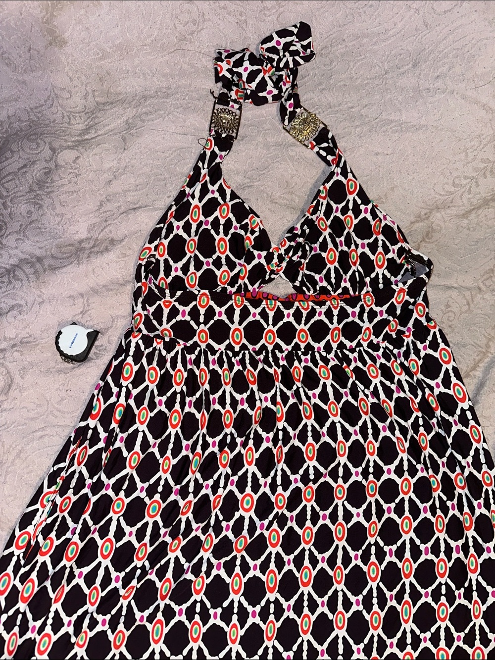 Trina Turk Black Maxi Dress with Bright Multicolor Border - Picture 6 of 8